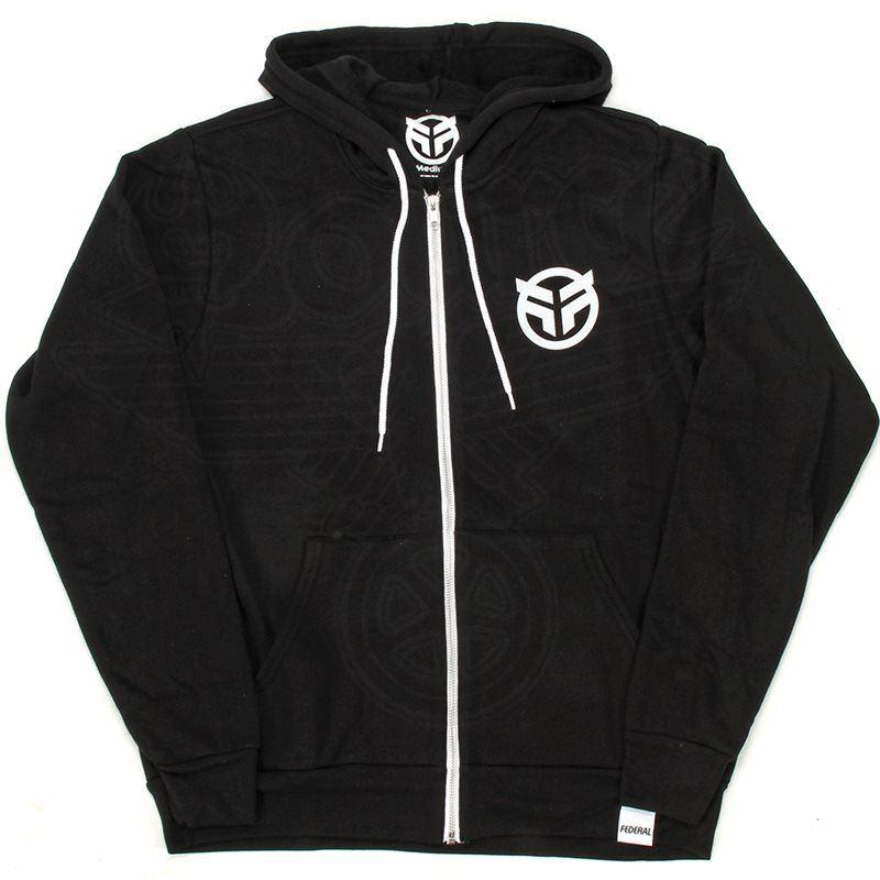 Federal Logo Zip Up Hooded Sweat - Black