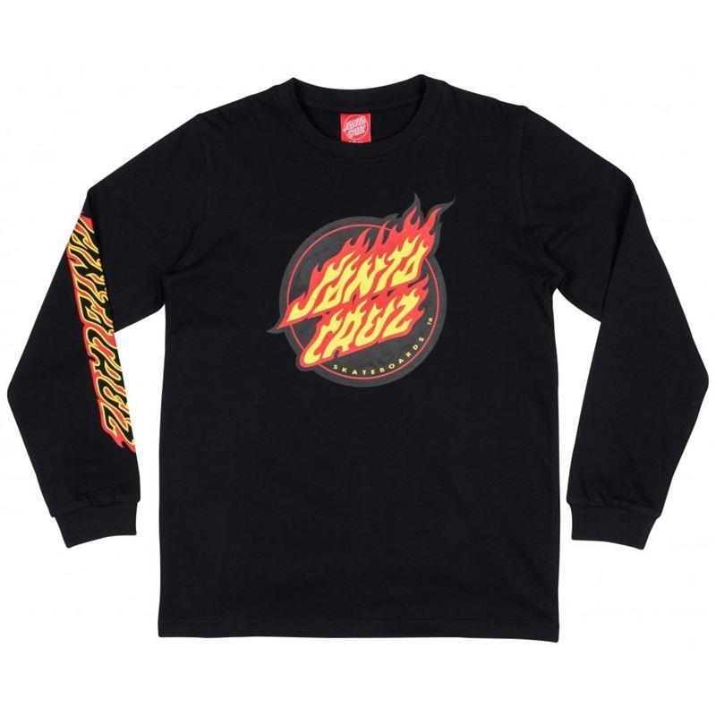 Santa Cruz Youth Flame Dot Longsleeve Tee - Black