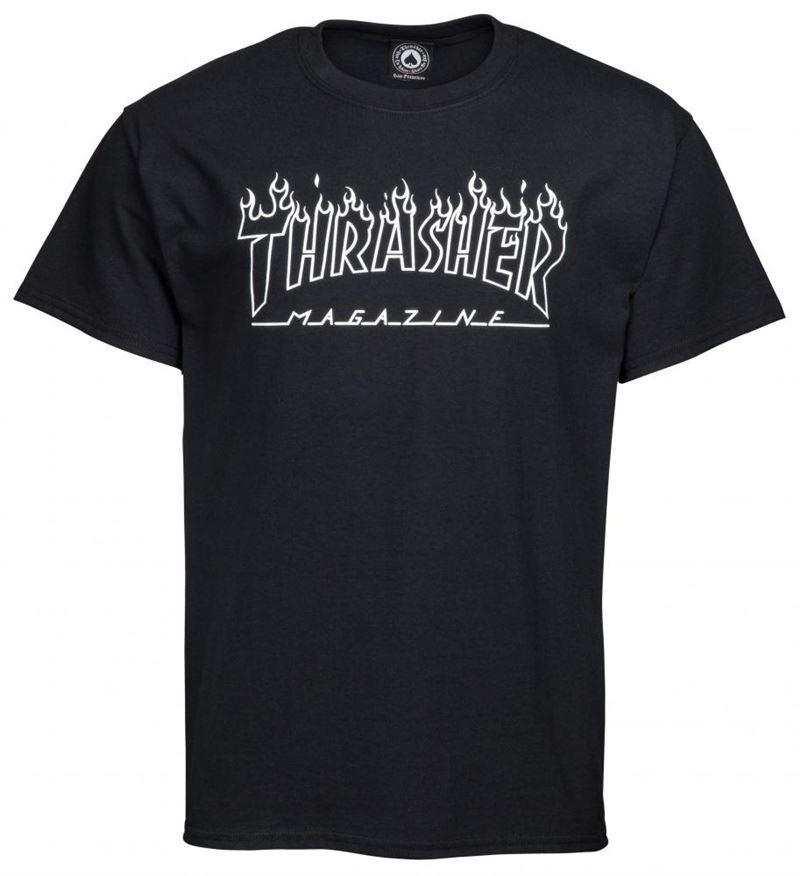 Thrasher Flame Outline Tee - Black