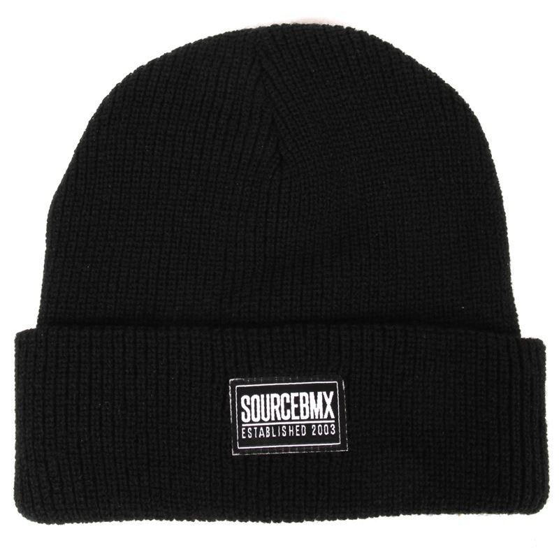 Source Premium Patch Cuff Beanie - Black Black