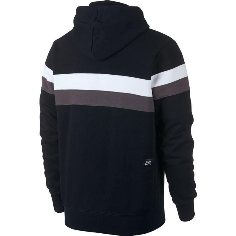 Nike SB Icon Striped Hoodie - Black/White/Thunder Grey