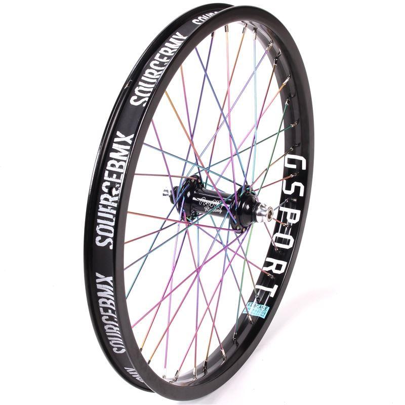 Profile Elite Front Female Wheel - Titanium Upgrade - Black/Rainbow Black / Ti Spokes