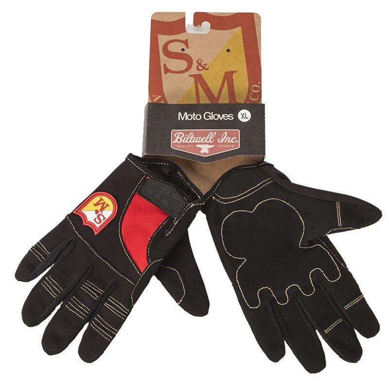 S&M Biltwell Shield Glove - Black/Red