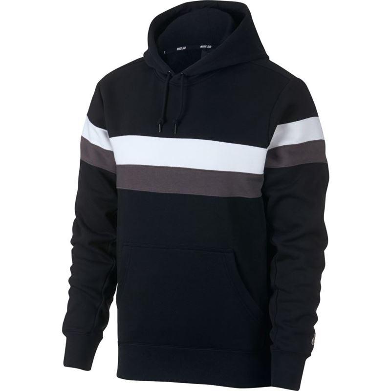 Nike SB Icon Striped Hoodie - Black/White/Thunder Grey