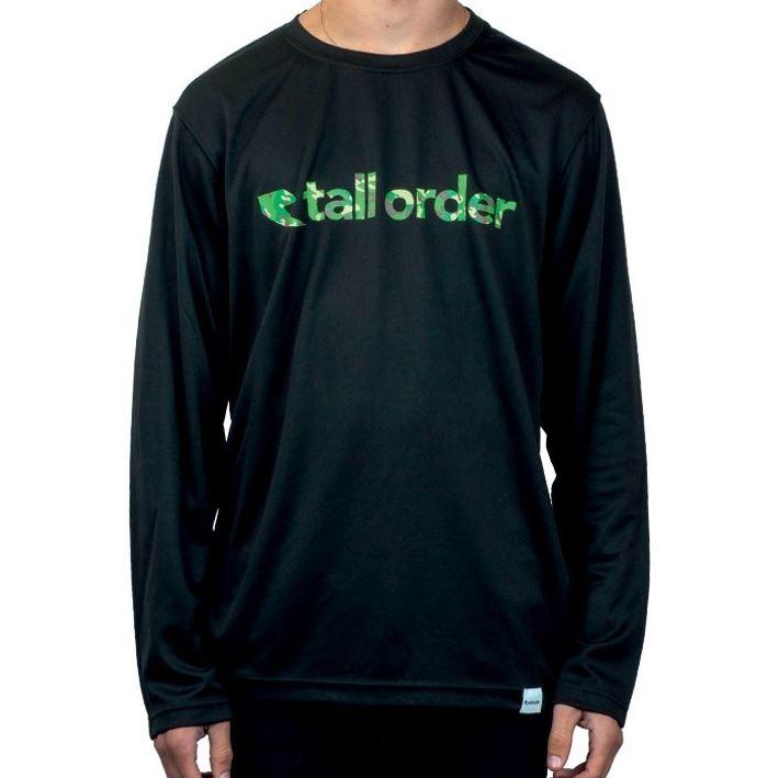 Tall Order Font Breathe-Tech Long Sleeve Tee - Black With Camo Print
